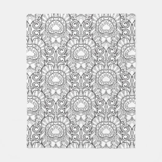 Peacock Feather Pattern Doodle Fleece Deken (Voorkant)