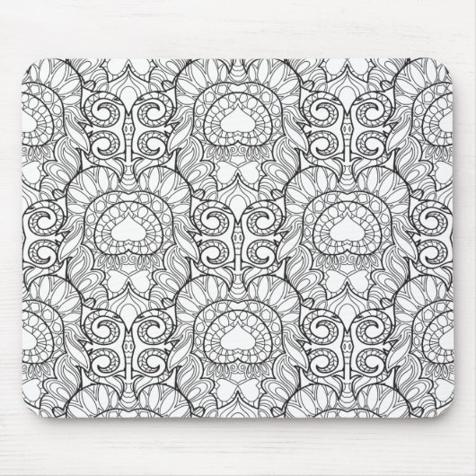 Peacock Feather Pattern Doodle Muismat (Voorkant)