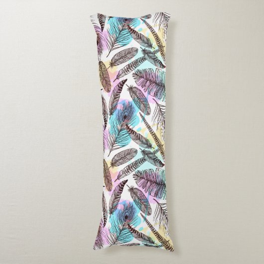 Peacock Feather Pattern Lichaamskussen (Voorkant Verticaal)