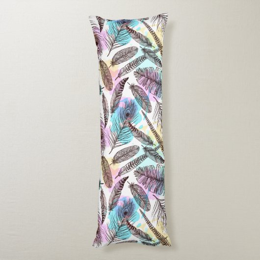 Peacock Feather Pattern Lichaamskussen (Achterkant (Verticaal))