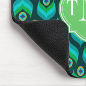 Peacock Feather Pattern Monogram Gepersonaliseerd Muismat (Hoek)