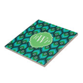 Peacock Feather Pattern Monogram Gepersonaliseerd Tegeltje (Zijkant)
