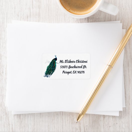 Peacock Feather Peacocks Return Address Labels (Insitu)
