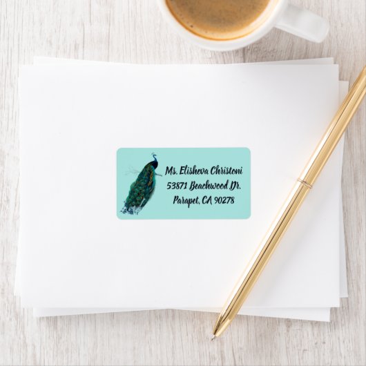 Peacock Feather Peacocks Return Address Labels (Insitu)