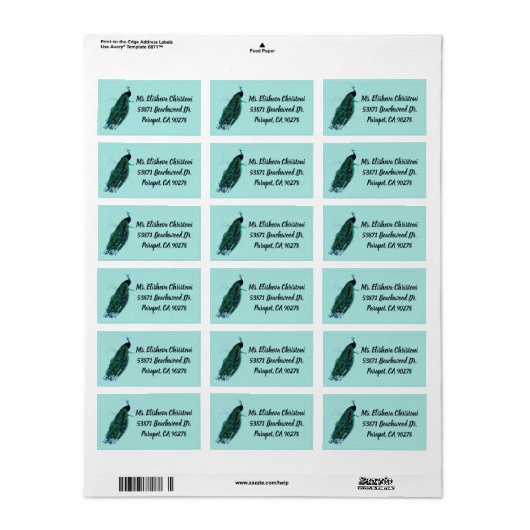 Peacock Feather Peacocks Return Address Labels (Full Sheet)