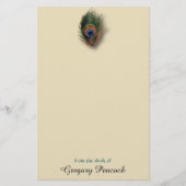 Peacock Feather Personalized Monogram Stationery Briefpapier (Voorkant)