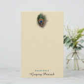 Peacock Feather Personalized Monogram Stationery Briefpapier (Staand voorkant)
