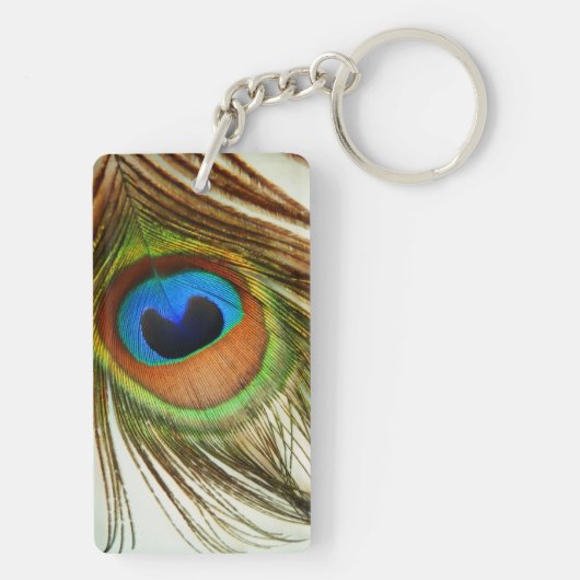 Peacock Feather Photo Sleutelhanger (achterkant)