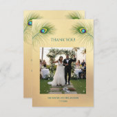Peacock Feather Photo Wedding Thank You Card Bedankkaart (Voorkant / Achterkant)