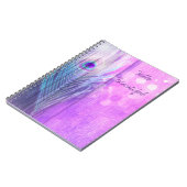 Peacock Feather Pink & Blue Boho Chic Glam Custom Notitieboek (Linkerzijde)