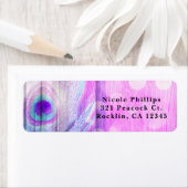 Peacock Feather Pink & Blue Boho Party Invitation Etiket (Insitu)