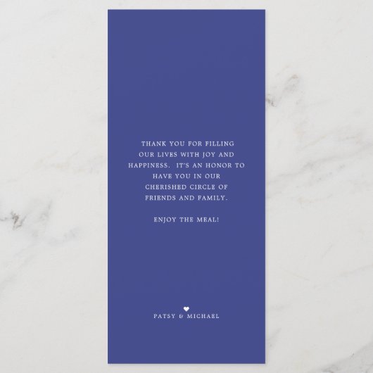 Peacock Feather Poise | Menu Dinner (Achterkant)