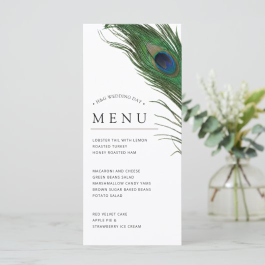 Peacock Feather Poise | Menu Dinner (Staand voorkant)