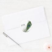 Peacock Feather Poise | Weddenschap Ronde Sticker (Envelop)