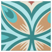 Peacock Feather Print op Pima Cotton Stof (Close Up)