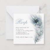 Peacock Feather QR Code Weddenschap RSVP Enclosure Notitiekaartje (Voorkant)