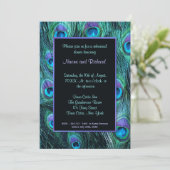 Peacock Feather Rehearsal Dinner Invitation Kaart (Staand voorkant)