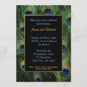 Peacock Feather Rehearsal Dinner Invitation Kaart