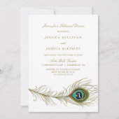 Peacock Feather Rehearsal Dinner Invitation Kaart (Voorkant)
