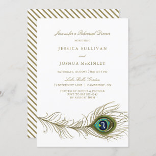 Peacock Feather Rehearsal Dinner Invitation Kaart