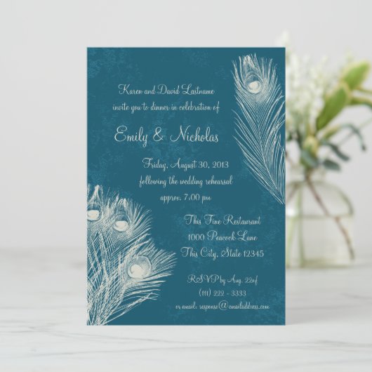 Peacock Feather repetitie diner Kaart (Staand voorkant)