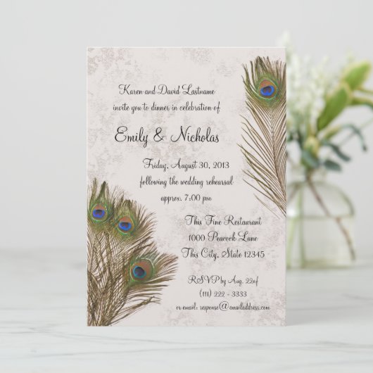 Peacock Feather repetitie diner Kaart (Staand voorkant)