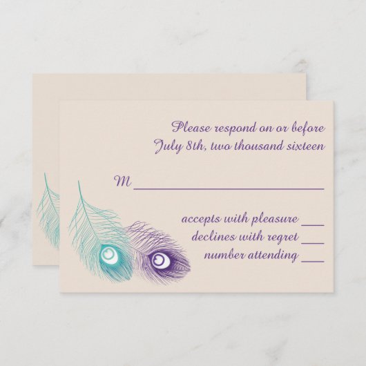 Peacock Feather Response Kaart (Voorkant / Achterkant)