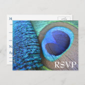 Peacock Feather RSVP-Briefkaart Uitnodiging Briefkaart (Voorkant / Achterkant)