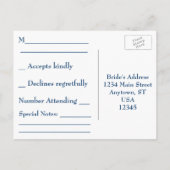 Peacock Feather RSVP-Briefkaart Uitnodiging Briefkaart (Achterkant)