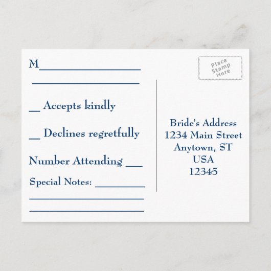 Peacock Feather RSVP-Briefkaart Uitnodiging Briefkaart (Achterkant)