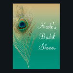 Peacock Feather Sand en Blauwgroen Boho Glam Banne Poster<br><div class="desc">Peacock Feather Sand en Blauwgroen Boho Glam Banner / Poster. Pas aan met om het even welke tekst. Overeenkomende objecten in mijn winkel.</div>