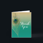 Peacock Feather Sand en Blauwgroen Boho Glam Dank  Bedankkaart<br><div class="desc">Peacock Feather Sand en Blauwgroen Boho Glam Dank je kaart. Pas aan wat u wilt. U kunt tekst toevoegen of leeg laten om met de hand iets in uzelf te schrijven.</div>