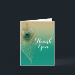 Peacock Feather Sand en Blauwgroen Boho Glam Dank  Bedankkaart<br><div class="desc">Peacock Feather Sand en Blauwgroen Boho Glam Dank je kaart. Pas aan wat u wilt. U kunt tekst toevoegen of leeg laten om met de hand iets in uzelf te schrijven.</div>