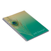 Peacock Feather Sand en Blauwgroen Boho Glam Elega Notitieboek (Rechterzijde)