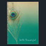 Peacock Feather Sand en Blauwgroen Boho Glam Elega Notitieboek<br><div class="desc">Peacock Feather Sand en Blauwgroen Boho Glam Elegant Notitieboek. Pas de voorzijde met of zonder tekst aan.</div>