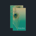 Peacock Feather Sand en Blauwgroen Boho Glam Elega Visitekaartje<br><div class="desc">Peacock Feather Sand en Blauwgroen Boho Glam Elegante Visitekaartjes.</div>