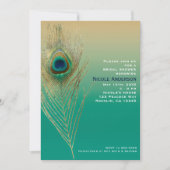 Peacock Feather Sand en Blauwgroen Boho Glam Uitno Kaart (Voorkant)