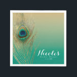 Peacock Feather Sand en Blauwgroen Boho Party Rece Servetten<br><div class="desc">Peacock Feather Sand en Blauwgroen Boho Party Receptie servetten. Aanpassen met elke tekst.</div>