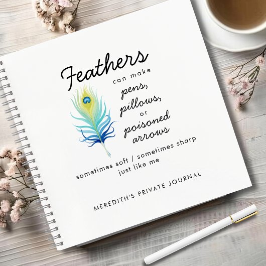 Peacock Feather Sassy Motivational Quote Journal Notitieboek
