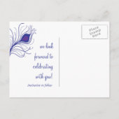 Peacock Feather Save the Date briefkaart (Achterkant)