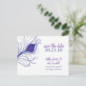 Peacock Feather Save the Date briefkaart (Staand voorkant)