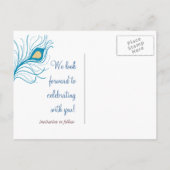 Peacock Feather Save The Date briefkaart geel (Achterkant)