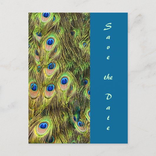 Peacock Feather Save the Date Kaart (Voorkant)