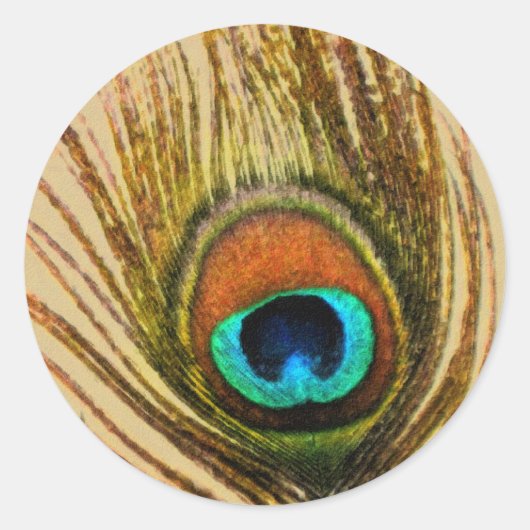 Peacock Feather Set 1108 Ronde Sticker (Voorkant)