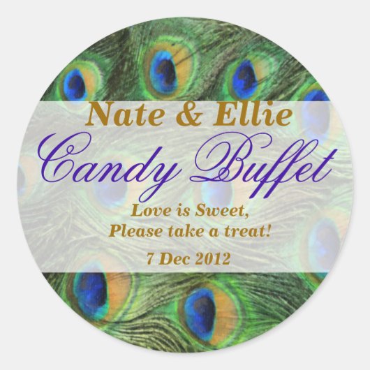 Peacock Feather Snoep Buffet Sticker (Voorkant)