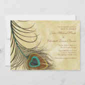 Peacock Feather Specialized Wedding Invitation Kaart (Voorkant)