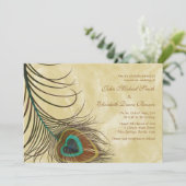 Peacock Feather Specialized Wedding Invitation Kaart (Staand voorkant)