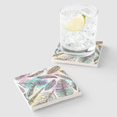 Peacock Feather Stenen Onderzetter (Zijkant)