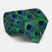 Peacock Feather Stropdas - Green Blauwgroen Navy B (Opgerold)