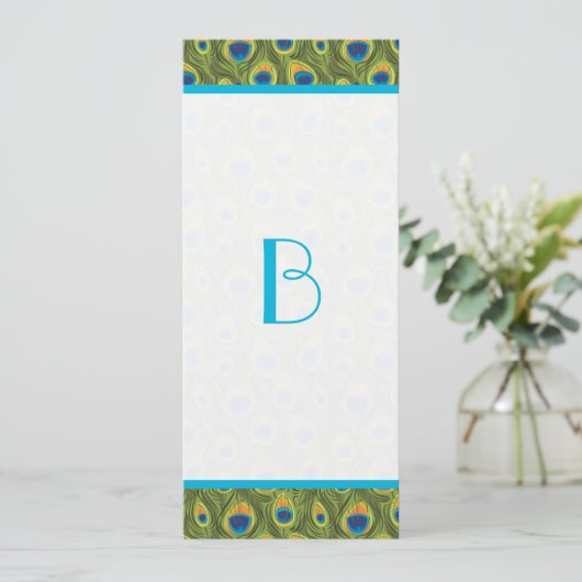 Peacock Feather Swirls Weddenschap Kaart (Staand voorkant)